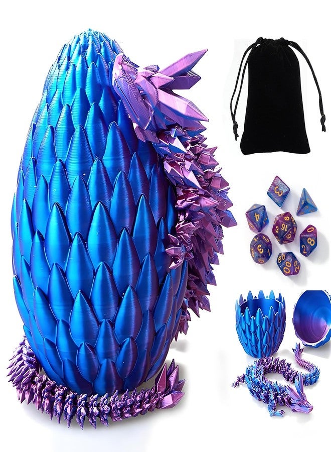 Viyohoh DND Dice Set, 7pcs Polyhedral Dice with 3D Dragon Egg Shell, Portable Dungeons and Dragons Dice with Organizer Bag for RPG/MTG (Purple) - Image 1